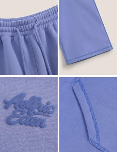 Aelfric Eden Womens Sweatsuits 2 Piece Set Oversized Fleece Hoodie and Sweatpants Track Suits Sweat Matching Lounge Pants Fall Purple X-Large - Thumbnail 5