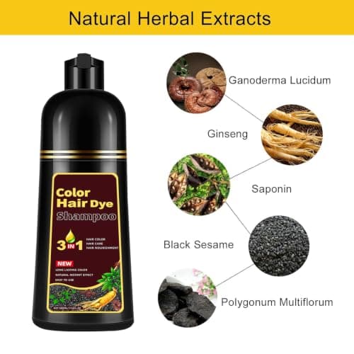 Golden Brown Hair Dye Shampoo 3 in 1, Instant Root Touch Up for All Hair Types & Full Hair Color, Lasts Up to 30 Days, Natural-Looking Color for Women & Men Champu Para Canas Easy Application - Thumbnail 4