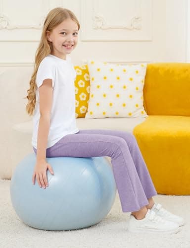 Felpur Girls Flare Leggings Kids High Waist Bell Bottom Pants Casual Leggings for Teen Girls Dark Blue/Purple/Khahi 8-9Year - Thumbnail 3