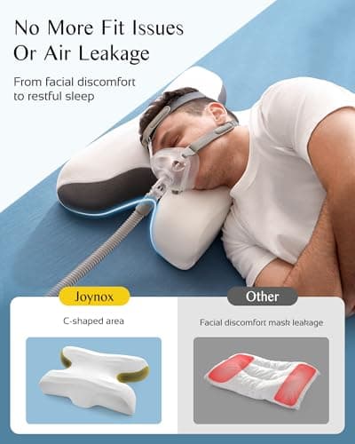 Joynox CPAP Pillow for Larger-Framed Men, Ergonomic Memory Foam Bed Pillow to Reduce Air Leaks, Facial Pressure, Height Adjustable for Side Back Stomach Sleepers, 23.6"x15.74"x5.11"/5.9" - Thumbnail 6