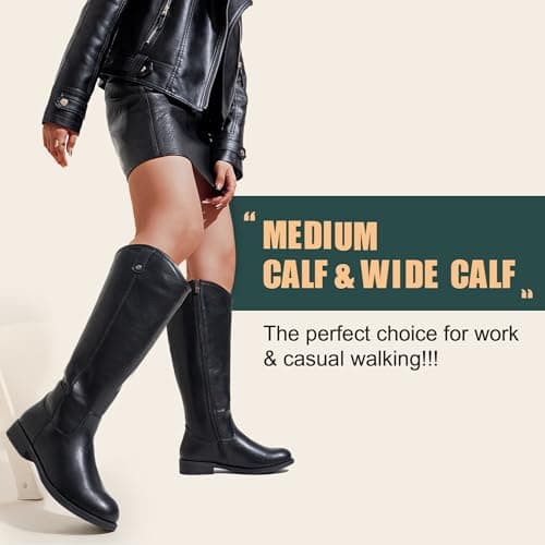 Vepose Women's Knee High Boots 956 Black Zipper Casual Weather Tall Fashion Retro Vegan Boots for Women Size 8.5(CJY956 Black 08.5) - Thumbnail 3