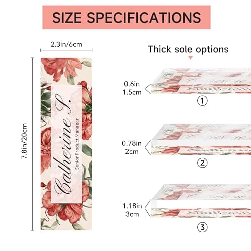 Personalized Desk Name Plate with Floral Art, Custom Acrylic Nameplate for Office Decor, Unique Employee Appreciation Gift, Professional Name Sign for Boss, Teacher, Nurse & Coworker. - Thumbnail 2