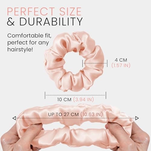 Wycare 100% Silk Scrunchies - Gentle on Hair Mulberry Silk Scrunchies for Women - Luxurious Sleep Ties for Women's Curly Hair (Set of 3 Blush) - Thumbnail 5