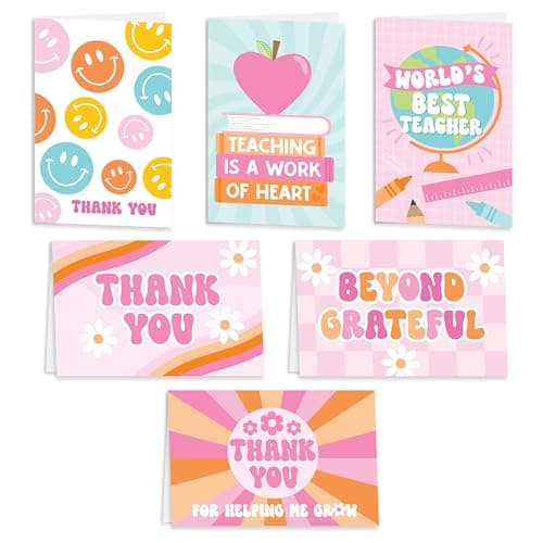 Hadley Designs 24 Teacher Thank You Cards with Envelopes - 6 x 4 Teacher Appreciation Cards Bulk, End of School Year, Graduation 2026, Teachers Appreciation Week, Thank You Teachers Card from Student