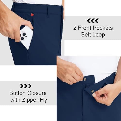 M MAELREG Fleece Golf Pants Men 30"/32"/34" Quick Dry Stretch Water-Resistant Casual Mens Dress Pants with Pockets Navy - Thumbnail 6