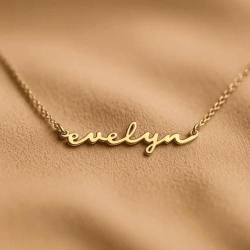 DayOfShe Custom Tiny Name Necklaces for Wedding Bridesmaid Gifts Best Friend Birthday Gifts,18K Gold Plated Dainty Name Necklace Personalized Mothers Day Jewelry Mom Gifts - Thumbnail 2