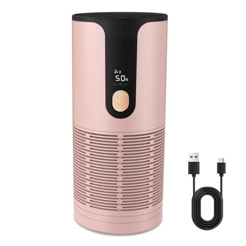 Arint Portable Car Air Purifier-True HEPA Mini Air Purifier with LCD Display,15dB Quiet,USB-C Charging,Filters Smoke/Dust/Pet Dander in Car/Office/Desk/Travel（Pink） - Image 1