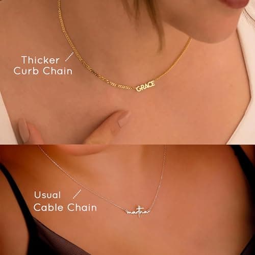 DayOfShe Custom Tiny Name Necklaces for Wedding Bridesmaid Gifts Best Friend Birthday Gifts,18K Gold Plated Dainty Name Necklace Personalized Mothers Day Jewelry Mom Gifts - Thumbnail 5