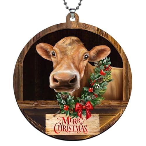 Cow Christmas Ornaments 2026, Brown Cow Ornaments for Christmas Tree, Farmhouse Christmas Ornaments, Farm Animal Christmas Ornaments, Jersey C ow Ornament - Image 1
