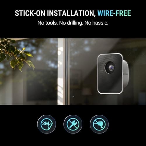 CINMOORE No Drill Window Security Camera, 2.5K 4MP Wireless/Wired WiFi Indoor/Outdoor Camera, Free AI Human/Vehicle/Pet Detection, 5000mAh Battery or Plug-in Power, Full Duplex Audio, 24/7 Recording - Thumbnail 2