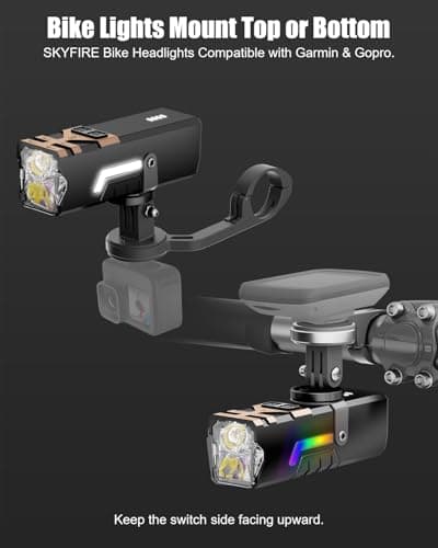 SKYFIRE 2500LM Bike Lights for Night Riding,Compatible with Garmin/Gopro Mount,4000mAh Rechargeable Bike Headlight with Colorful Side Light,Waterproof LED Bike Front Light for Road Mountain Cycling - Thumbnail 3