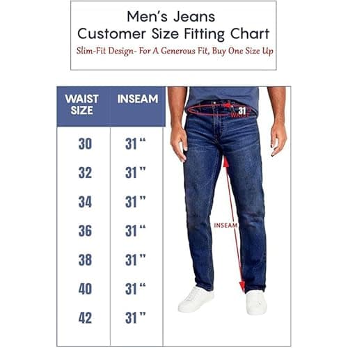 Galaxy by Harvic Mens Jeans 3-Pack Flex Stretch Slim Straight Pants - 5 Pocket Comfort Stretch Jeans for Men, Sizes 30-42 - Thumbnail 2