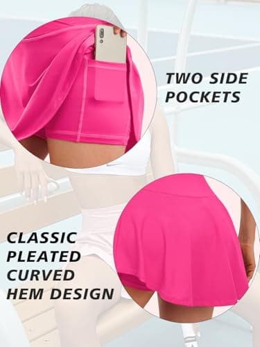 gaimoliso Women's 2-in-1 Athletic Shorts Flowy Running Shorts with Pockets Spandex Shorts for Workouts,Tennis,Gym X-Small White - Thumbnail 5