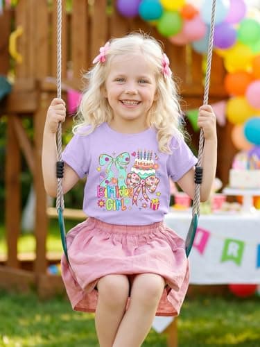 IsPICK Birthday Girl Shirt Toddler Kid Birthday Graphic Tee 4-12 Years - Thumbnail 2