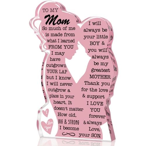 Mom Gifts Valentines Birthday Gift from Son, Mom Birthday Gift Ideas Cool I Love Mom Best Mom Ever Gifts New Mom Single Mom Mama Christmas Easter Mother's Day Gift 2025 Acrylic Plaque Sign - Image 1