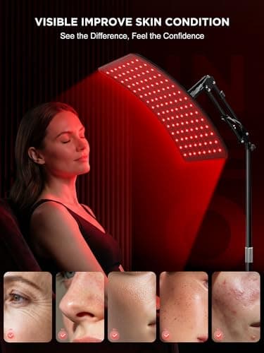 INTEO Red Light Therapy for Body and Face, 2-in-1 Red Light Therapy with Detachable, Infrared Light Therapy Lamp 660nm 850nm for Body at Home with Protective Glasses Elastic Strap, 46.5in Height - Thumbnail 3