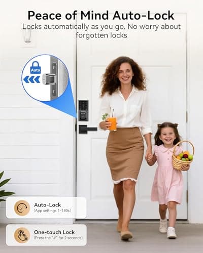 IBLOG Smart Deadbolt Lock with 2 Lever Handles, Keyless Entry Door Lock Set, Fingerprint, Touchscreen Keypad, APP Control, Temporary Passcode, Auto Lock, IP54 Waterproof, Easy Install for Front Door - Thumbnail 6