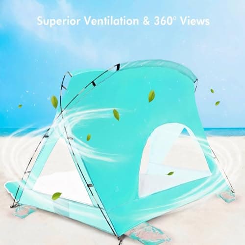 Beach Tent, Portable Sun Shelter for 2/3/4/6-8 Person with UPF 50+ UV Protection, Easy Setup Waterproof Beach Shade Canopy Cabana for Family Outdoor and Picnics, Fishing with Carrying Bag - Thumbnail 4