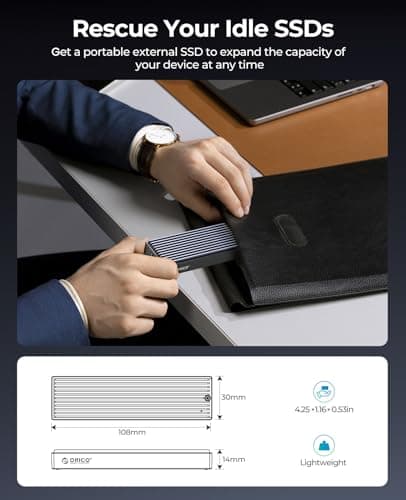 ORICO M.2 NVMe SSD Enclosure, USB 3.1 Gen 2 (10 Gbps) PCIe External Adapter NVMe Case for 2230/2242/2260/2280 M.2 SSD up to 8TB, UASP Supported - M2PV - Thumbnail 5