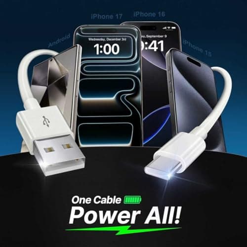 USBA to Type C Cable 3FT, 4Pack USB A to USB C Fast Cable Type-C Charging Cable Type C Cord for Car Carplay Compatible with iPhone 17/16/15 Samsung Galaxy S25/S24 iPad Pro (usba to c Cable, 3FT) - Thumbnail 5