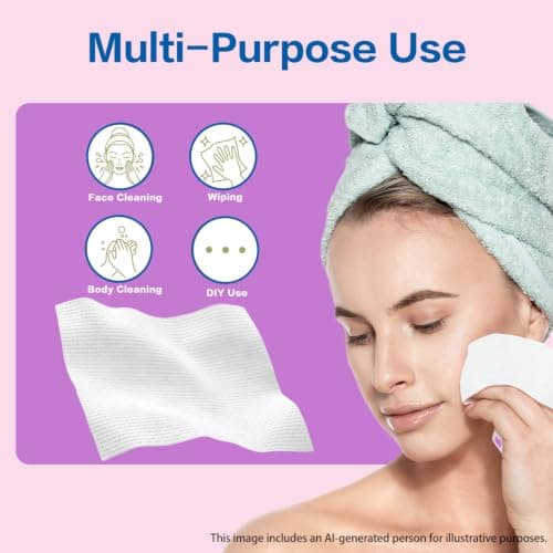 Vinda Clean Face Towels Disposable - Makeup Remover Wipes Sensitive Skin - Dry Face Wipes for Women Men Cleansing - Face Wash Cloths with XL Size - 50 Count - Thumbnail 6