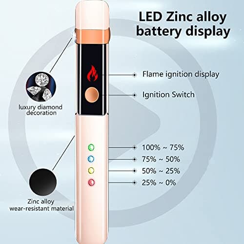 Electric Plasma Lighter RSBYE USB Rechargeable Lighter with LED Battery Indicator No Butane Windproof Lighters Ideal for Candles, BBQ, and Travel (Ice Gold) - Thumbnail 6