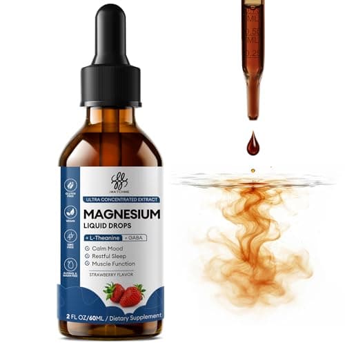 Liquid Magnesium Glycinate Drops for Sleep Support & Nighttime Calm,Magnesium Drops with Chamomile, Ashwagandha, L-Theanine & GABA for Relaxation Support, Gentle Absorption, Strawberry Flavor, 2 Fl Oz - Image 1
