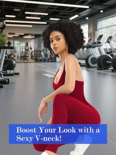 VUTRU Women’s Jumpsuits Sleeveless Cross Strap Sexy Workout One Piece Bodysuit Tummy Control Romper, Red L - Thumbnail 4