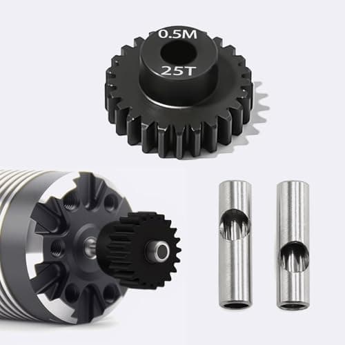 0.5M Pinion Gear 25T Hardened Steel 3.175mm Bore with 2.3mm Adapter, Precision Motor Gear for ARRMA 1/14 Typhon 1/16 Mojave 1/18 Granite, Losi 1/12, 0.5Mod Gear 13T-27T for HOBBYWING Motors - Thumbnail 4