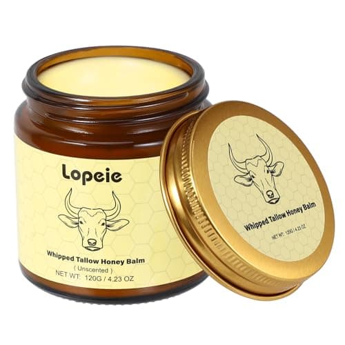 Lopeie Beef Tallow for Skin - Organic Grass Fed Whipped Moisturizer with Honey Balm, Natural Hydrating Cream for Face & Body, Relief for Dry & Sensitive Skin (4.23oz, Unscented) - Image 1