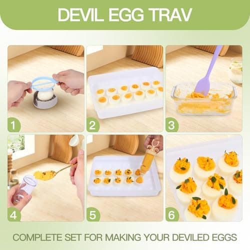 90 Deviled Egg Containers with Lid (Set 3),Plastic Easter Deviled Egg Tray Carrier with Handl Injector Piping Tool,Clear Storage Deviled Egg Platter Holder for Refrigerator Party Picnic Party Events - Thumbnail 2