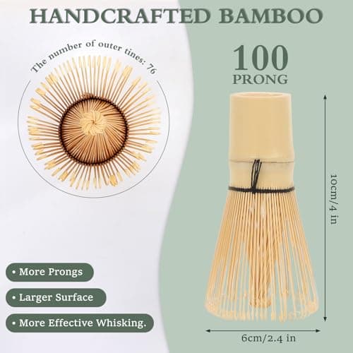 Bamboo Matcha Whisk Traditional Japanese Matcha Whisk Handcrafted Chasen for Matcha Powder Bamboo Whisk for Authentic Matcha Tea Ceremony Tea Preparation - Thumbnail 2