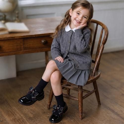 Girls Dress Shoes Mary Jane School Shoes Black Uniform Shoes,Black,10 - Thumbnail 6