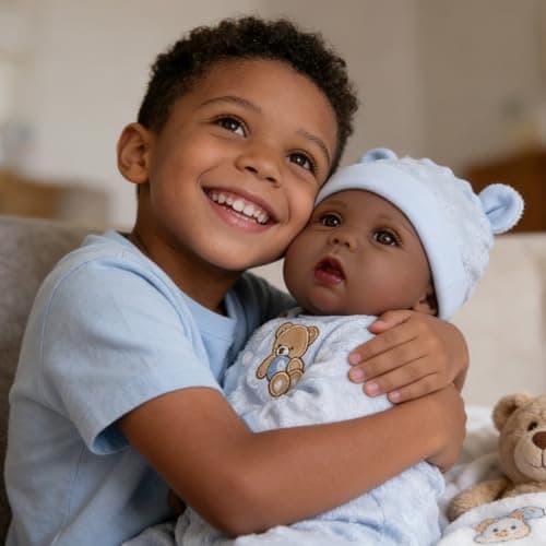 Milidool Black Reborn Baby Dolls Boy 18 Inch Lifelike Black Silicone Baby Dolls that Look Real African American Newborn Boy Dolls Realistic Baby Doll with Bear Clothes Gift Set for Ages 3+ - Thumbnail 4