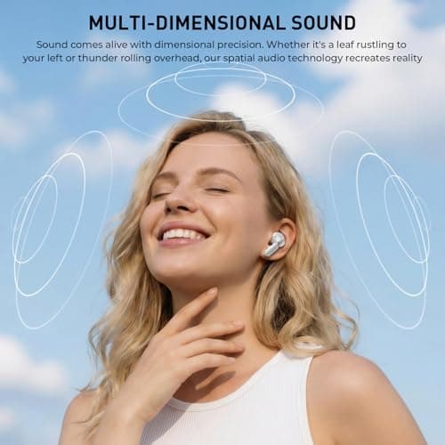 havit Hybrid Active Noise Cancelling Wireless Earbuds, Bluetooth 6.0 in-Ear Headphones, 6 Mics ENC Clear Call Ear Buds, 30+H Playtime, 3D Spatial Audio, Custom EQ via App, IPX5 Waterproof Grey - Thumbnail 3