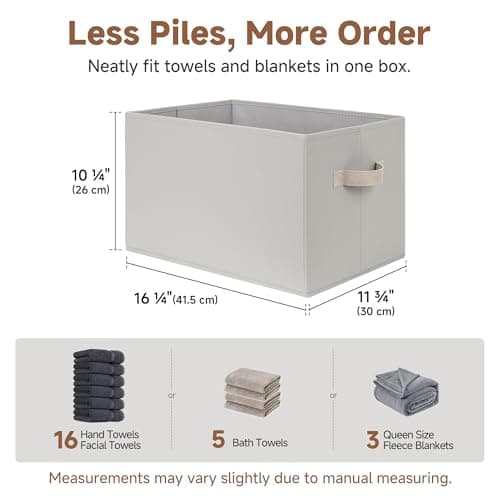 StorageWorks Storage Baskets for Shelves, Fabric Storage Bins, Closet Organization and Storage Baskets, Organizer Bins for Clothes, Light Gray, Extra Large, 3-Pack - Thumbnail 3