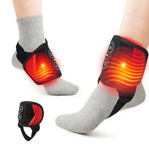 Cordless Red Light Therapy for Ankle Massager Heating Pad, 660nm Red & 850nm Near Infrared Light Therapy Wrap with Vibration & Heat, 3000mAh Rechargeable for Ankle Wrist Foot Arch Comfort (Black) - Image 1