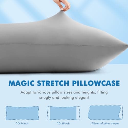 Avolare Cooling Body Pillow Cases 1 Pack,Arc-Chill 3.0 Cooling Body Pillow Cover for Hot Sleepers with Zipper(Q-Max>0.5), Soft Silky 20" x 54" Summer Long Pillow Cases for Hair and Skin- Grey - Thumbnail 4
