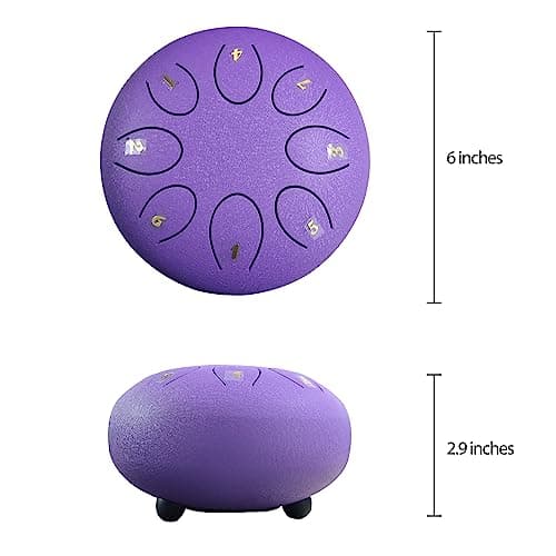 REGIS Steel Tongue Drum 6 Inch 8 Notes, Rain Drum Style Calming Percussion Instrument for Relaxation & Meditation, Musical Gift for Adults & Beginners(Lavende) - Thumbnail 4