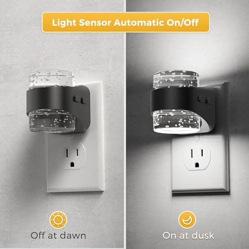 L LOHAS LED Night Light, 5000K Bubble Night Lights Plug into Wall, Acrylic Night Lights with Light Sensor, Adjustable Brightness,Soft White Plug in Nightlights for Rooms Bathroom Hallway - Thumbnail 2