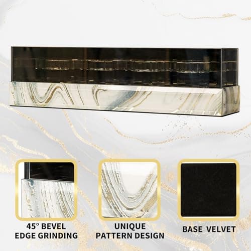 Timetrace Glass Candle Holder Rectangular 4 Candle Seat with Marble Pattern-Tealight and Votive Candles Holders Centerpiece Table Decorations for Home Décor, Dining Room, Kitchen, Patio (White) - Thumbnail 4