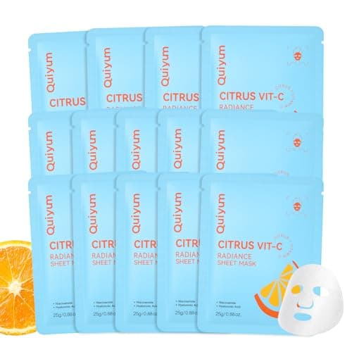 QUIYUM 14 Pack Citrus Sheet Mask - Hydrating Facial Masks for All Skin Types, Skincare Set, Spa Gift for Women & Teens - Image 1