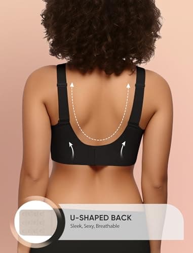 Easybunny Wireless Bras for Women Seamless Supportive V Mesh Bralette Minimizers Comfortable Tshirt Bra for Older Women Leopard 3XL - Thumbnail 4