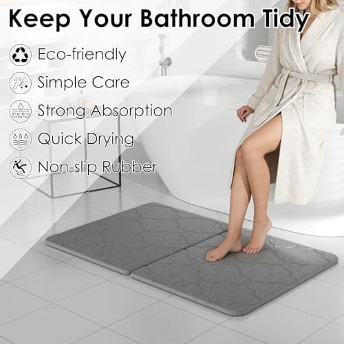 Foldable Diatomaceous Earth Bath Mat - 24"x16" Ultra-Absorbent Stone Shower Mat for Bathroom Floor - Instant Dry Non-Slip Diatomite Floor Mat - Minimalist Stone Dish Drying Mat for Kitchen - Thumbnail 2