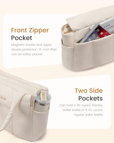 LOVEVOOK Laptop Bag for Women, 17.3Inch Puffer Multiple Pockets Work Tote Bags Large Computer Bag Purse for Teacher Nurse, Quilted Lightweight Casual Shoulder Bag for Travel, Daily - Thumbnail 6