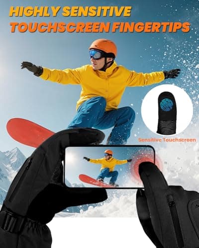 GXCROR Winter Gloves for Men & Women, Waterproof Touchscreen Ski Gloves with 3M Thinsulate -22°F Warmth, Windproof Cold Weather Gloves for Skiing, Snowboard, Snowmobile - Thumbnail 6