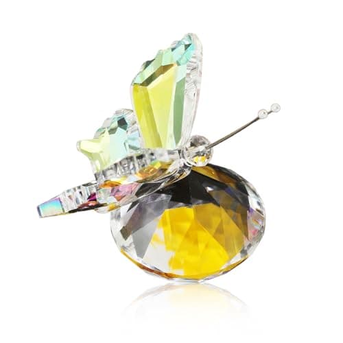 MysticGlitz Iridescent Crystal Butterfly Figurine - Hand-Cut Faceted Glass Butterfly Decor, Rainbow Maker Sculpture for Home Office Desk, Unique Butterfly Gifts for Women Mom Birthday Mother's Day