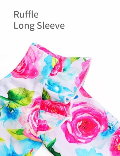 Tziharora Leotards for Girls Gymnastics Size 7-8 Years Old Long Sleeve Gym Leos Pink Rose Dance Bodysuits - Thumbnail 4