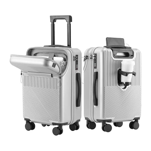 Aivens Carry On Luggage 22x14x9 Airline Approved with Front Laptop Compartment, 20 Inch Carryon Suitcase with Spinner Wheels, USB Port & TSA Lock, Lightweight Hardside Travel Luggage (Silver) - Image 1