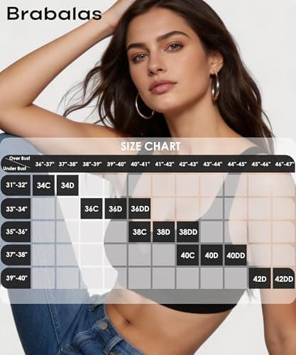 Brabalas Wireless Bras for Women (34C-42DD), Extremely Comfortable Seamless Bra Mesh Bralettes Adjustable Straps Everyday Bra 36D Black - Thumbnail 6